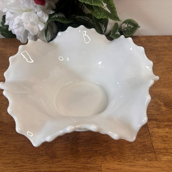 Westmoreland‎ Vintage Milk Glass Bowl Open Lace Edge Reticulated Pedestal - Picture 3 of 6